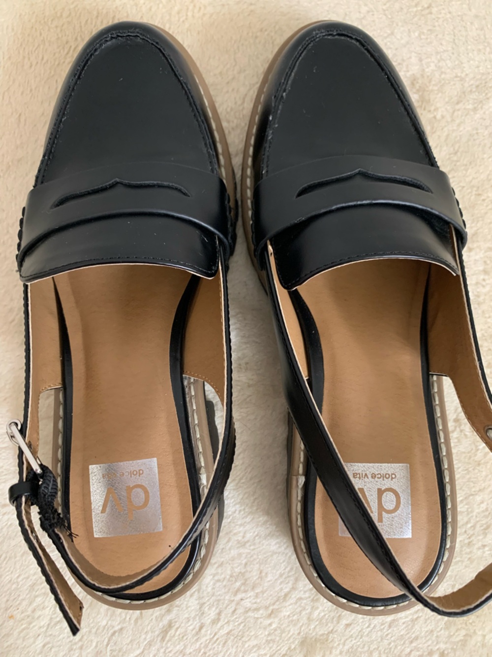 Dolce Vita Cancun Patent Leather Slingback Lug Sole Loafer Chunky Block Heel 9 - Picture 4 of 10